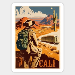 California Desert Vintage Travel Art Poster Sticker